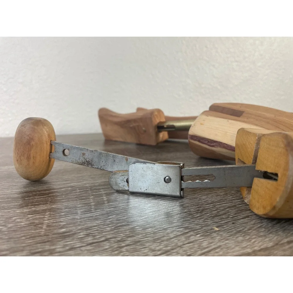 Vintage Wooden Shoe Trees Pair Adjustable Split Toe Shoe Stretchers Forms